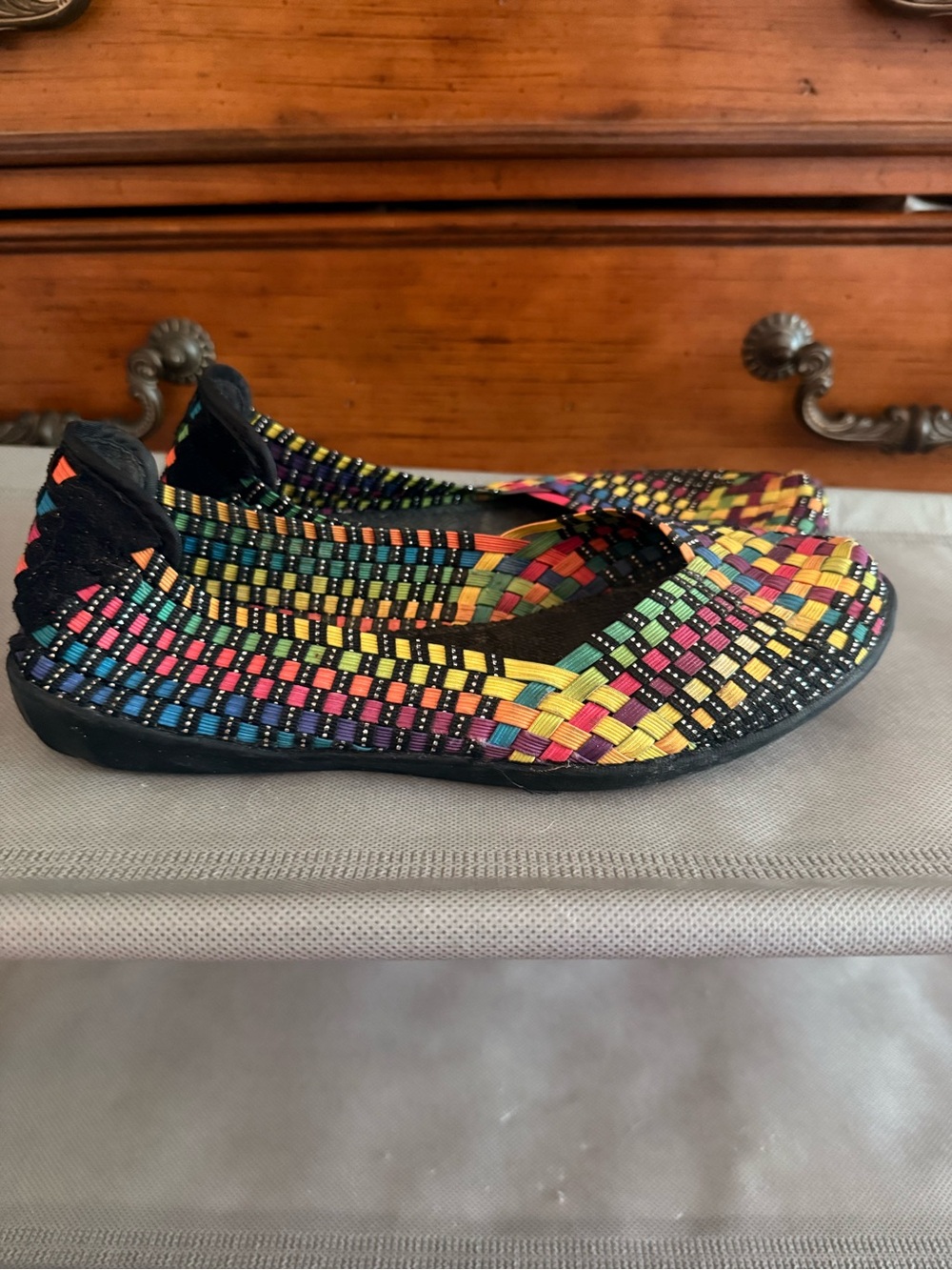 Womens Multi-Color Woven Slip-On Shoes